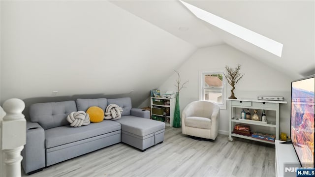 80 Union Ave, Little Ferry, NJ 07643 - living area with a skylight, wood finished floors, and lofted ceiling
