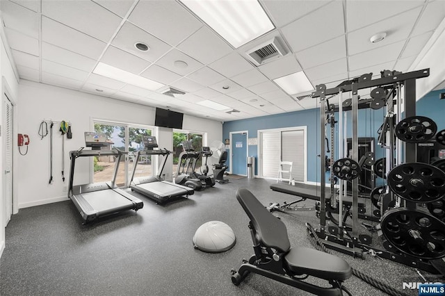 300 Gorge Rd Unit 1, Cliffside Park, NJ 07010 - gym with a paneled ceiling