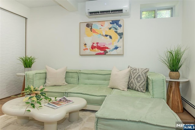 146 Raab Ave, Bloomfield, NJ 07003 - living area featuring a wall mounted air conditioner and a baseboard heating unit