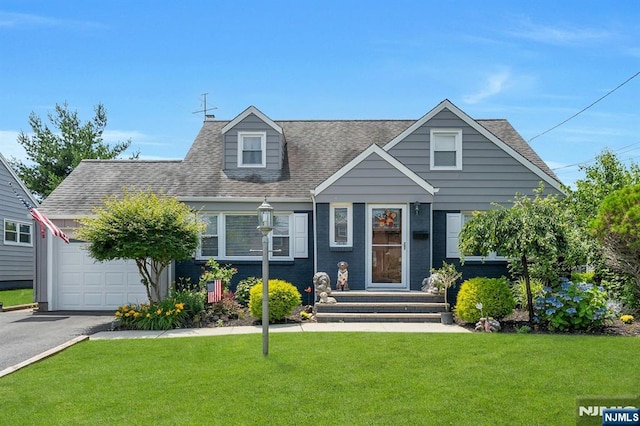 116 Springfield Ave, Hasbrouck Heights, NJ 07604 - view of front facade with a front yard, a shingled roof, driveway, and a garage
