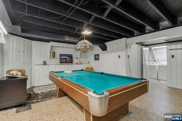 116 Springfield Ave, Hasbrouck Heights, NJ 07604 - recreation room with independent washer and dryer, tile patterned floors, and pool table