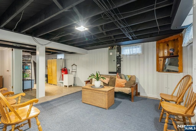 116 Springfield Ave, Hasbrouck Heights, NJ 07604 - basement featuring electric panel and carpet