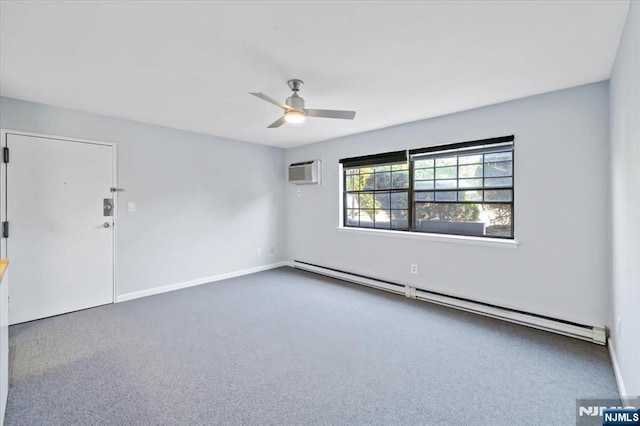 412-432 Broadway Unit 25A, Passaic, NJ 07055 - empty room featuring a baseboard radiator, a ceiling fan, and a wall mounted AC