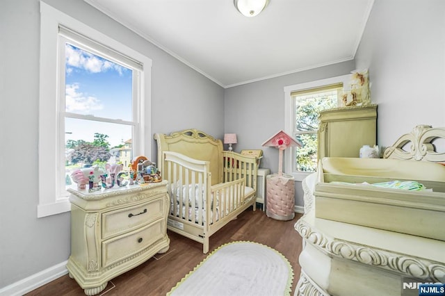 434 3rd Ave, Lyndhurst, NJ 07071 - bedroom featuring ornamental molding and dark wood-style flooring