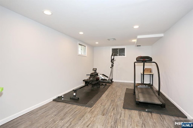 8 Cedar Rd, Dumont, NJ 07628 - workout room with wood finished floors and recessed lighting
