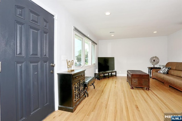 8 Cedar Rd, Dumont, NJ 07628 - living room featuring light wood finished floors and recessed lighting