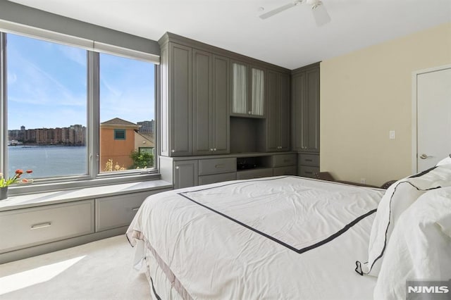 600 Harbor Blvd Unit 973/975, Weehawken, NJ 07086 - bedroom featuring light colored carpet and a ceiling fan