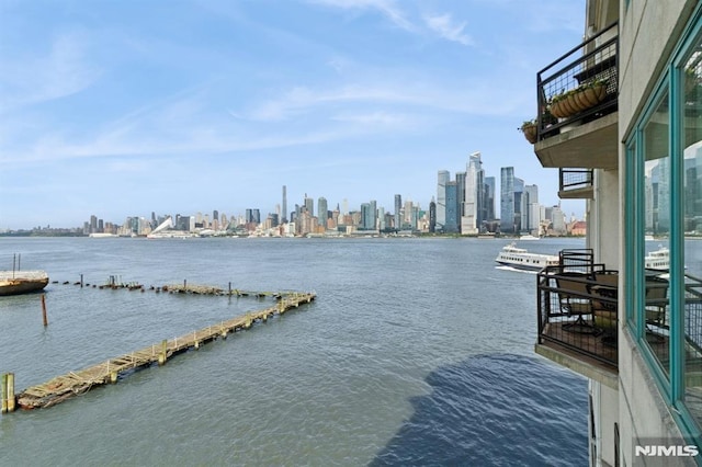 600 Harbor Blvd Unit 973/975, Weehawken, NJ 07086 - dock area featuring a skyline view and a water view