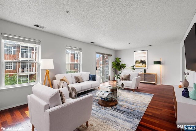 53 Marrow St Unit 2605, Newark, NJ 07103 - living room featuring wood finished floors and a textured ceiling