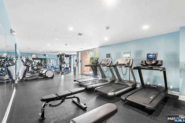 201 Marin Blvd Unit 1209, Jersey City, NJ 07302 - exercise room with recessed lighting
