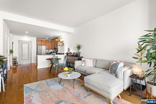 201 Marin Blvd Unit 1209, Jersey City, NJ 07302 - living room featuring wood finished floors and recessed lighting