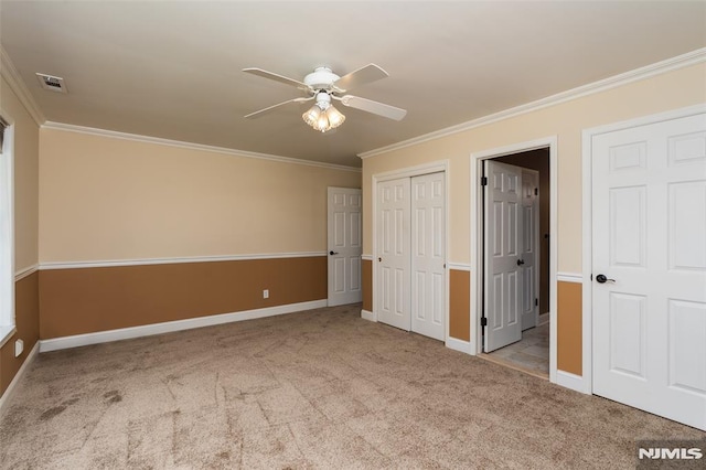 29 Concord Rd Unit F, West Milford, NJ 07480 - unfurnished bedroom featuring crown molding, carpet flooring, and ceiling fan