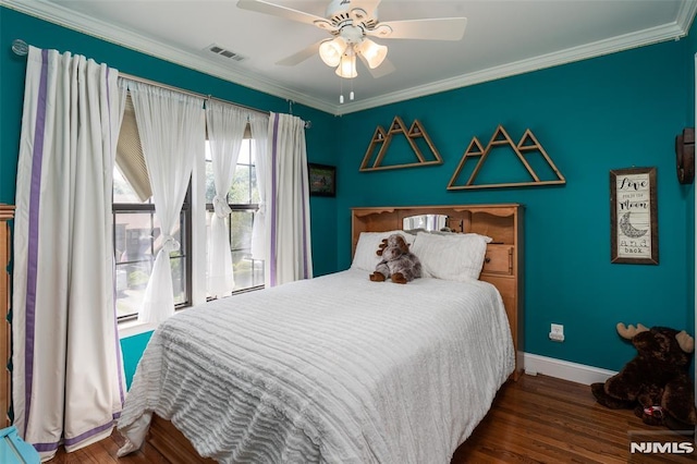 29 Concord Rd Unit F, West Milford, NJ 07480 - bedroom with wood finished floors, ornamental molding, and a ceiling fan