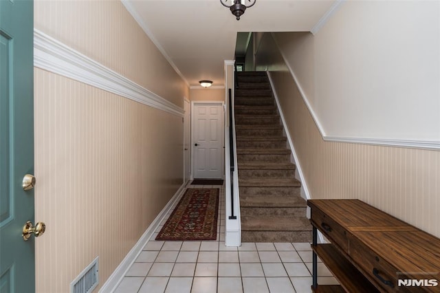 29 Concord Rd Unit F, West Milford, NJ 07480 - stairway featuring tile patterned floors and ornamental molding