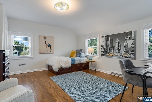35 Hawthorne Ave, Glen Ridge, NJ 07028 - bedroom featuring multiple windows, wood finished floors, and vaulted ceiling