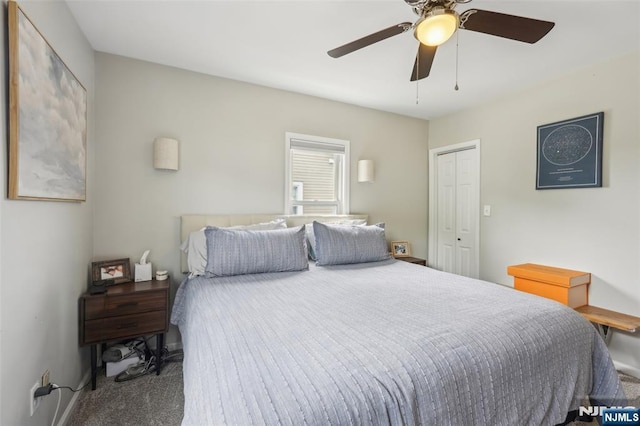 862 Lafayette Ave Extension, Hawthorne, NJ 07506 - bedroom with carpet flooring, a closet, and ceiling fan