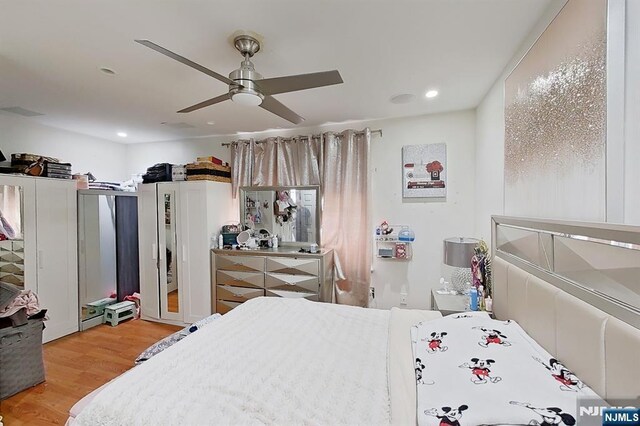 299 7th Ave, Newark, NJ 07107 - bedroom with wood finished floors, recessed lighting, and ceiling fan