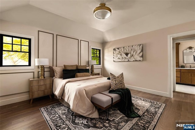 505 Darby Ct, Ridgewood, NJ 07450 - bedroom featuring vaulted ceiling and dark wood finished floors