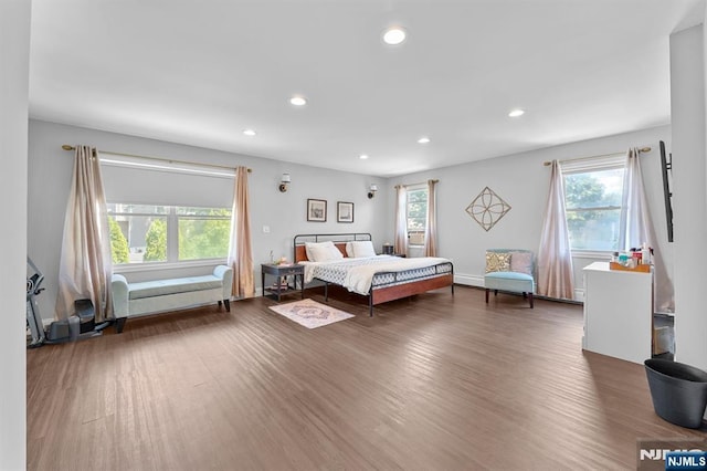 203 Central Ave, Bogota, NJ 07603 - bedroom featuring multiple windows, wood finished floors, and recessed lighting