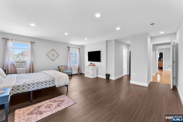 203 Central Ave, Bogota, NJ 07603 - bedroom featuring dark wood finished floors, recessed lighting, and cooling unit