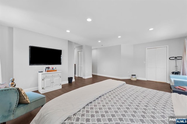 203 Central Ave, Bogota, NJ 07603 - bedroom featuring dark wood-style flooring and recessed lighting