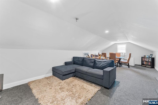 203 Central Ave, Bogota, NJ 07603 - carpeted living room featuring lofted ceiling and recessed lighting