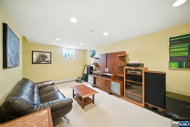 6 Highland Ave, Demarest, NJ 07627 - living room featuring recessed lighting and light colored carpet