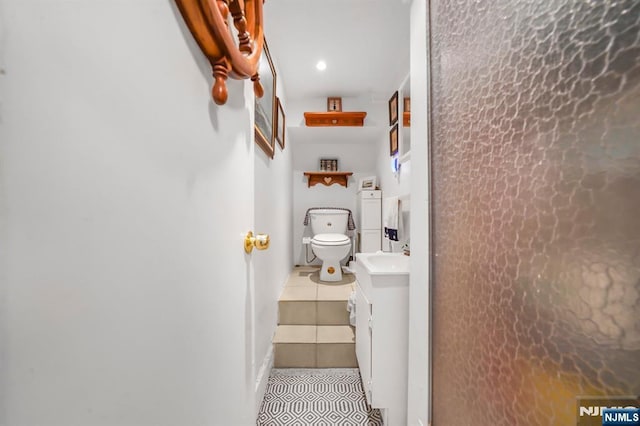 79 Newark Ave, Bloomfield, NJ 07003 - half bath with vanity and tile patterned floors