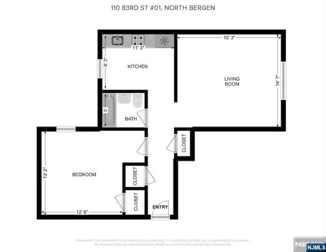 1100 83rd St Unit 301, North Bergen, NJ 07047 - view of home floor plan