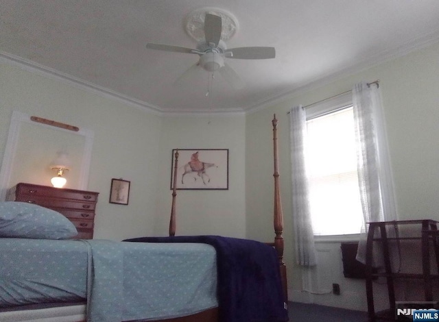 17 48th St, Weehawken, NJ 07086 - bedroom featuring crown molding and a ceiling fan