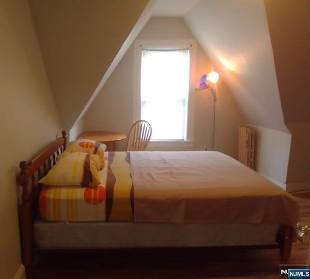 17 48th St, Weehawken, NJ 07086 - bedroom with radiator and lofted ceiling
