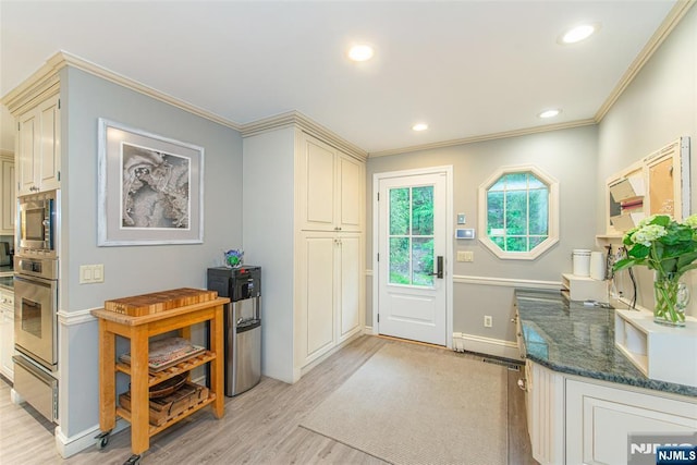 59 Green Hill Rd, Kinnelon Borough, NJ 07405 - foyer with light wood-style floors, ornamental molding, and recessed lighting