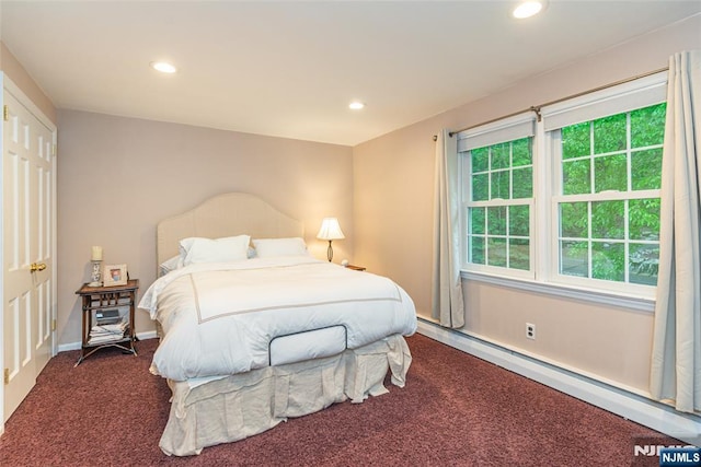 59 Green Hill Rd, Kinnelon Borough, NJ 07405 - carpeted bedroom featuring recessed lighting and a baseboard radiator