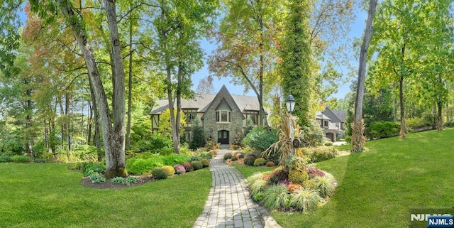 307 Freemans Ln, Franklin Lakes, NJ 07417 - english style home with a front lawn and stone siding