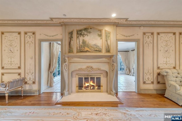 307 Freemans Ln, Franklin Lakes, NJ 07417 - detailed view of wood finished floors and a glass covered fireplace