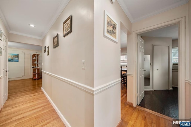 201 Oakdene Pl Unit C00E2, Cliffside Park, NJ 07010 - corridor featuring light wood finished floors, crown molding, cooling unit, and recessed lighting