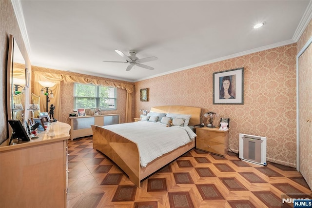 201 Oakdene Pl Unit C00E2, Cliffside Park, NJ 07010 - bedroom with wallpapered walls and ornamental molding