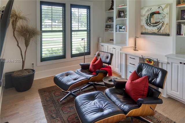 living area featuring light hardwood / wood-style floors