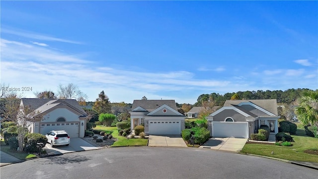 view of front of property with a garage