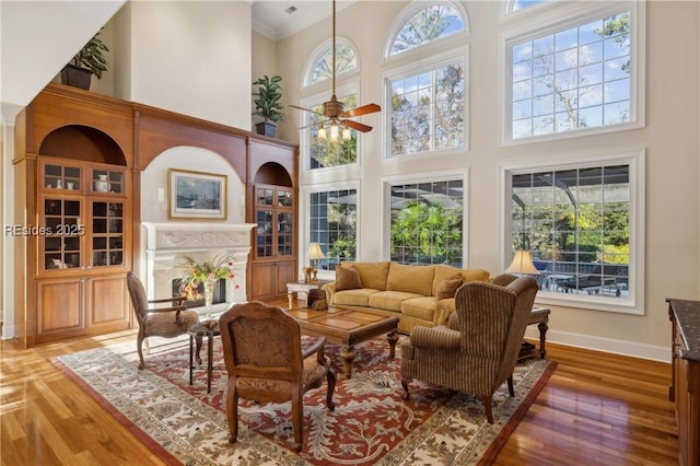 sunroom / solarium with ceiling fan