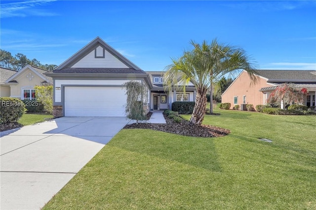 view of front facade featuring a garage and a front lawn