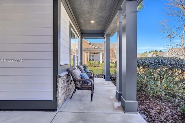 view of patio featuring covered porch