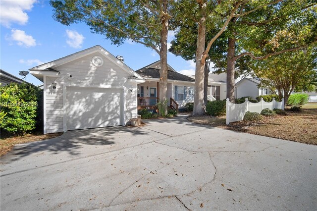 single story home with a garage