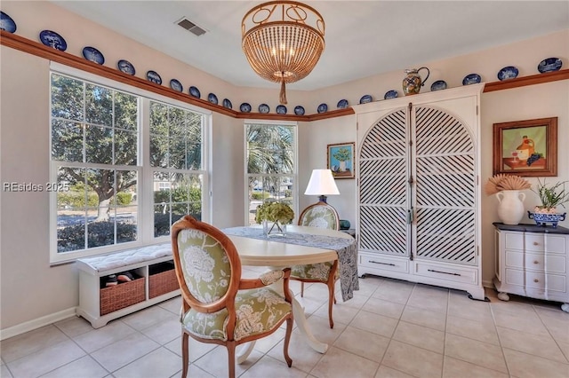 interior space with an inviting chandelier