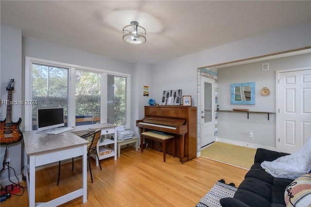 interior space with light hardwood / wood-style flooring