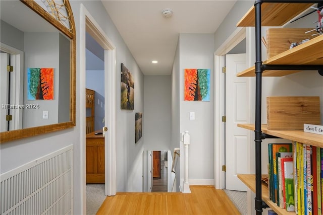 hall featuring light wood-type flooring