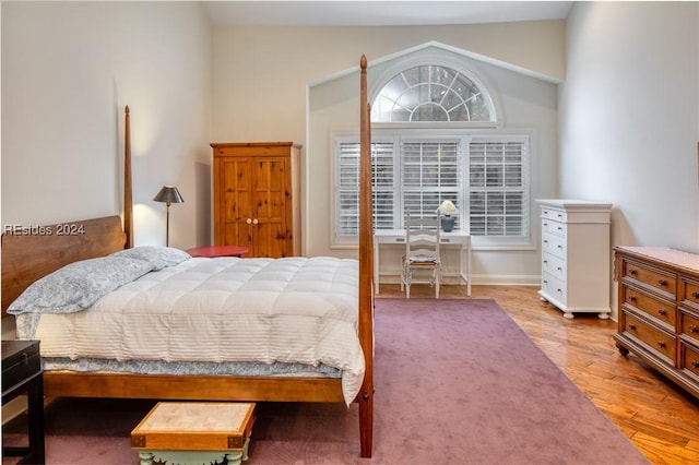 bedroom with light wood-type flooring