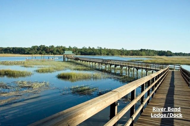 view of dock featuring a water view