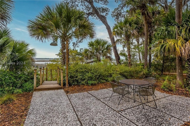 view of patio / terrace with a water view