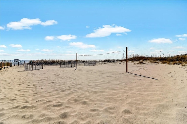 view of community featuring a rural view and volleyball court